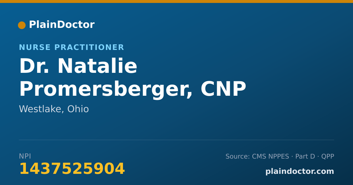 Shareable card for Natalie Promersberger, CNP - Nurse Practitioner, Westlake, OH