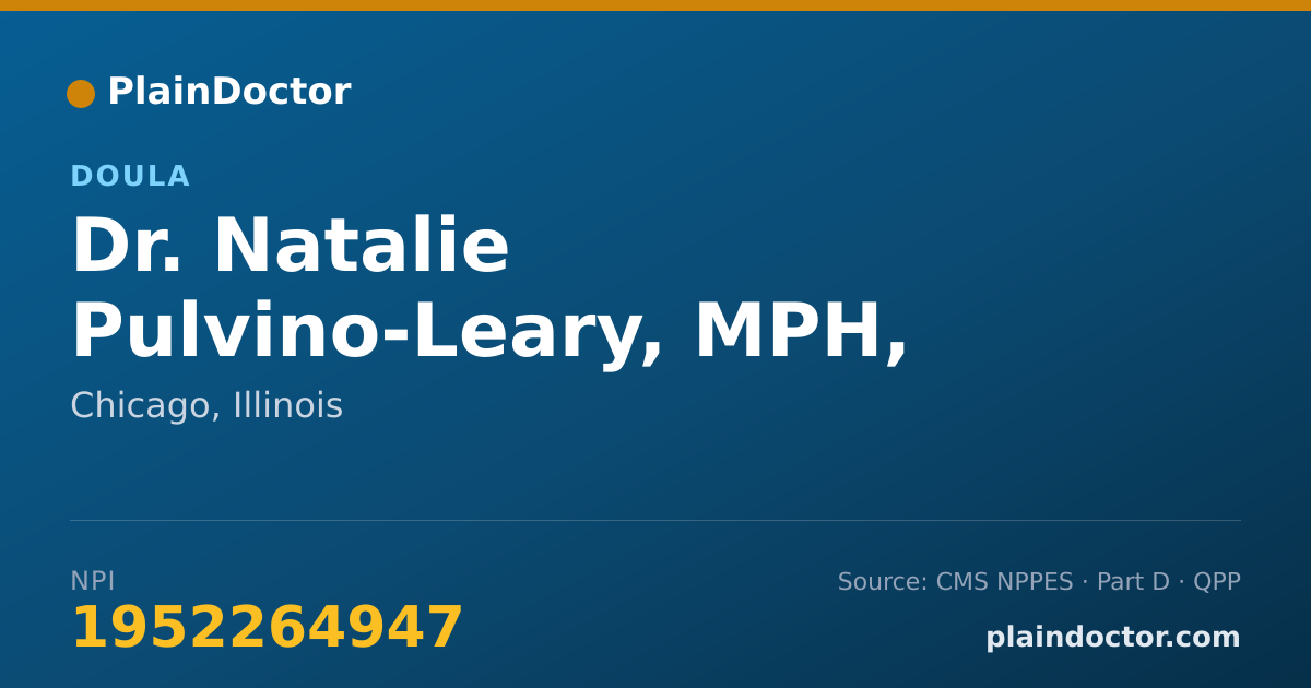 Shareable card for Natalie Pulvino-Leary, MPH, CD, CLC - Doula, Chicago, IL