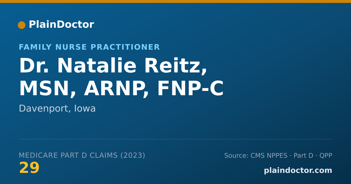 Shareable card for Natalie Reitz, MSN, ARNP, FNP-C - Family Nurse Practitioner, Davenport, IA