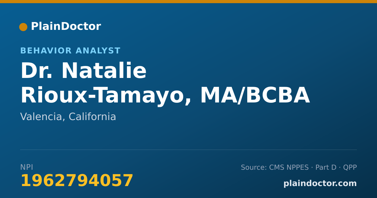Shareable card for Natalie Rioux-Tamayo, MA/BCBA - Behavior Analyst, Valencia, CA
