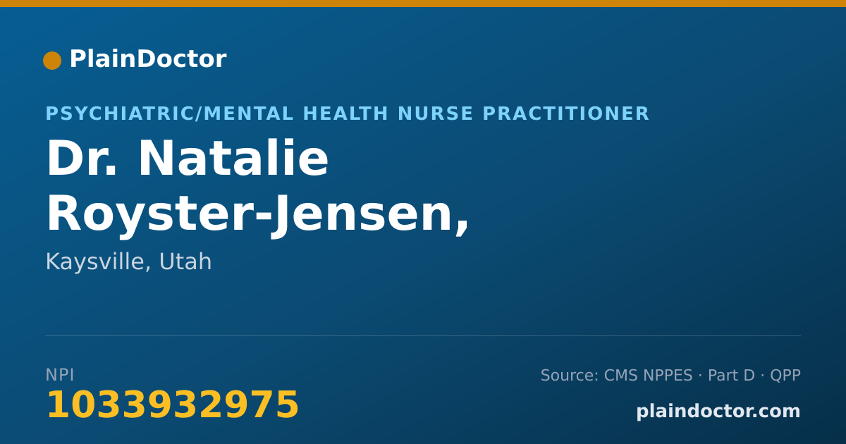 Shareable card for Natalie Royster-Jensen, PMHNP-BC - Psychiatric/Mental Health Nurse Practitioner, Kaysville, UT