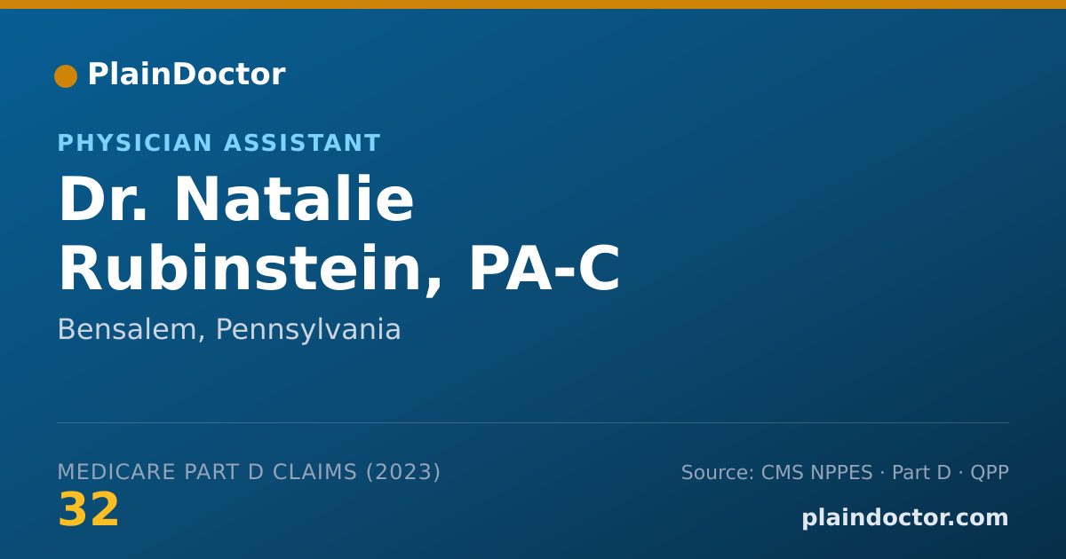 Shareable card for Natalie Rubinstein, PA-C - Physician Assistant, Bensalem, PA