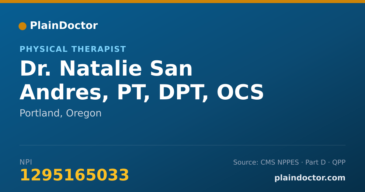 Shareable card for Natalie San Andres, PT, DPT, OCS - Physical Therapist, Portland, OR