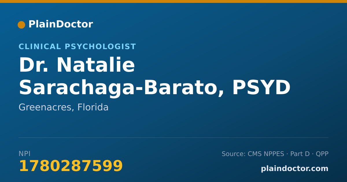 Shareable card for Natalie Sarachaga-Barato, PSYD - Clinical Psychologist, Greenacres, FL