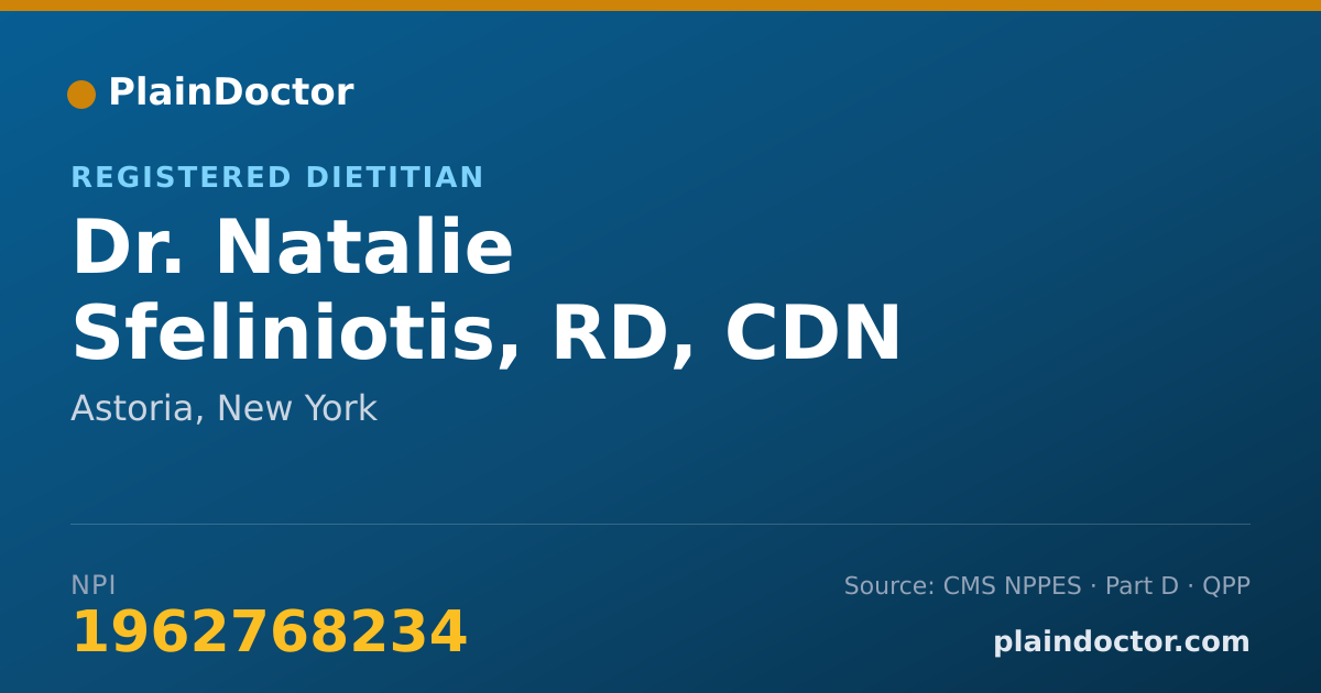 Shareable card for Natalie Sfeliniotis, RD, CDN - Registered Dietitian, Astoria, NY