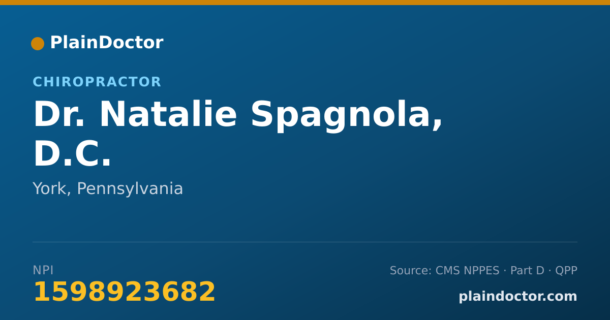 Shareable card for Natalie Spagnola, D.C. - Chiropractor, York, PA