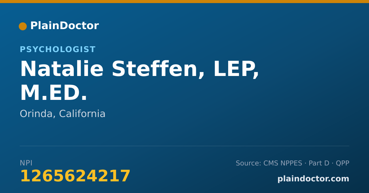 Shareable card for Natalie Steffen, LEP, M.ED. - School Psychologist, Orinda, CA