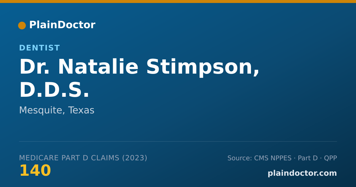 Shareable card for Natalie Stimpson, D.D.S. - Dentist, Mesquite, TX