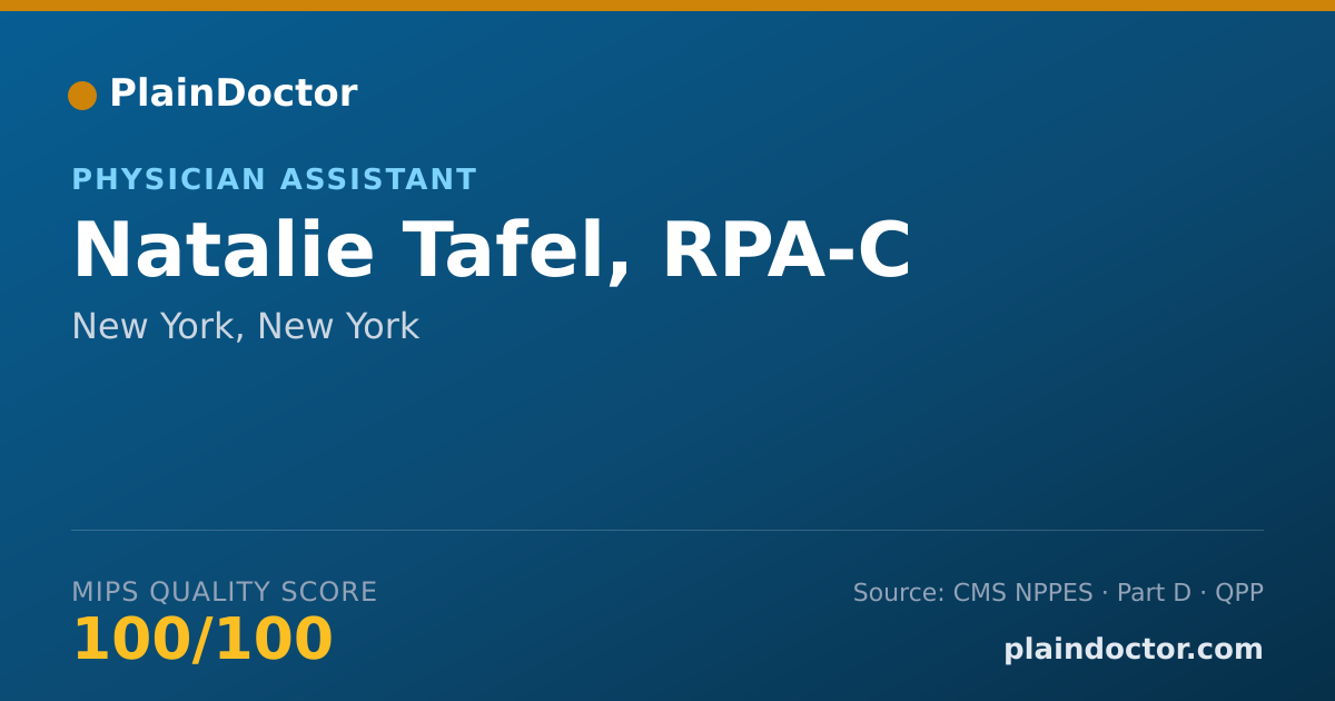 Shareable card for Natalie Tafel, RPA-C - Physician Assistant, New York, NY