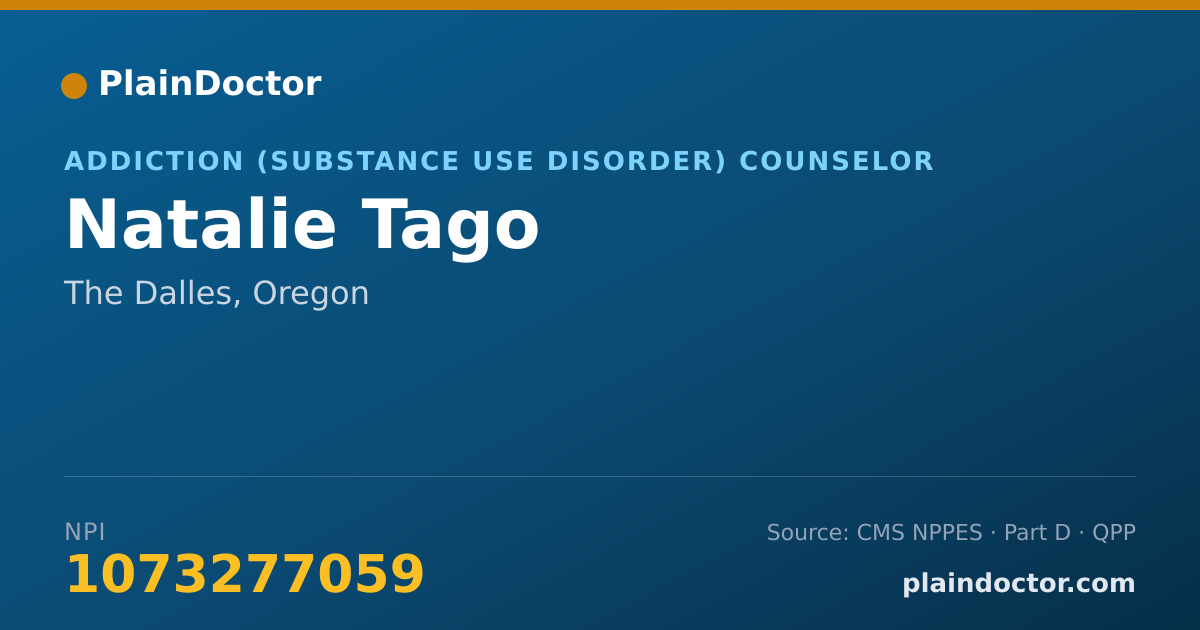 Shareable card for Natalie Tago - Addiction (Substance Use Disorder) Counselor, The Dalles, OR