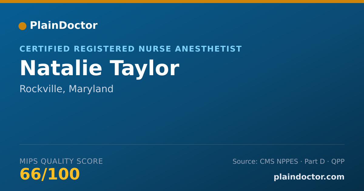 Shareable card for Natalie Taylor - Certified Registered Nurse Anesthetist, Rockville, MD