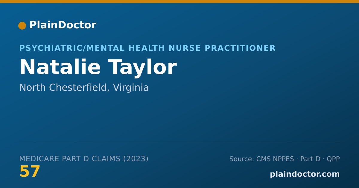 Shareable card for Natalie Taylor - Psychiatric/Mental Health Nurse Practitioner, North Chesterfield, VA