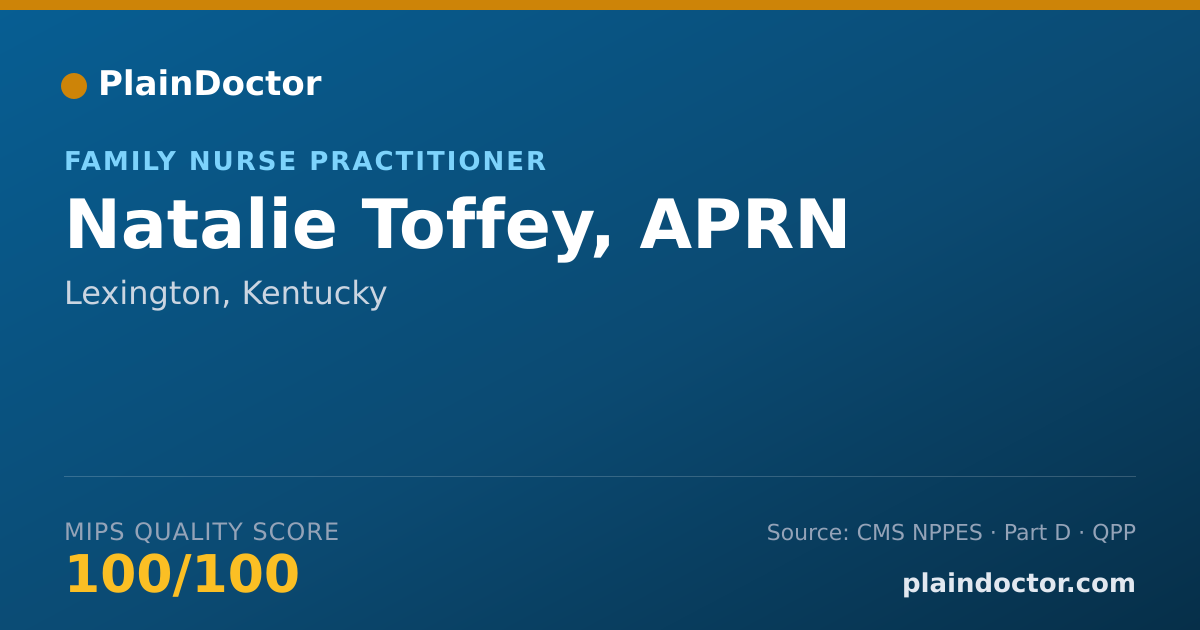 Shareable card for Natalie Toffey, APRN - Family Nurse Practitioner, Lexington, KY