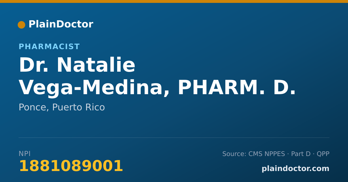 Shareable card for Natalie Vega-Medina, PHARM. D. - Pharmacist, Ponce, PR