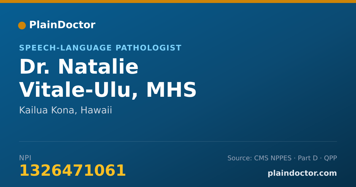 Shareable card for Natalie Vitale-Ulu, MHS SLP-CCC - Speech-Language Pathologist, Kailua Kona, HI