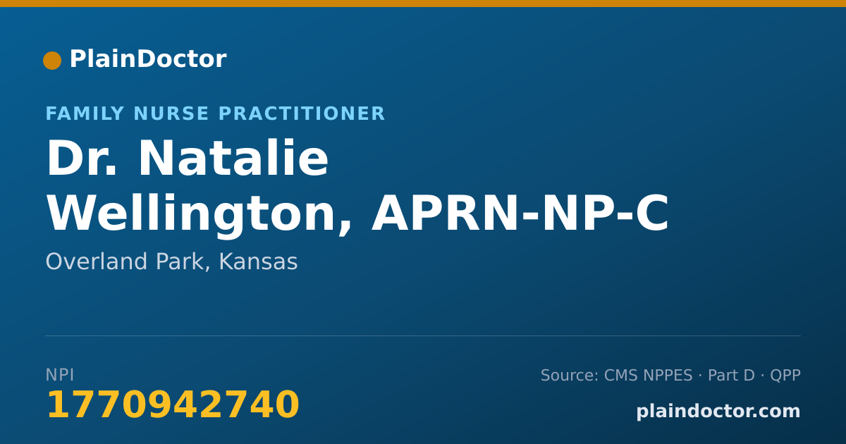 Shareable card for Natalie Wellington, APRN-NP-C - Family Nurse Practitioner, Overland Park, KS