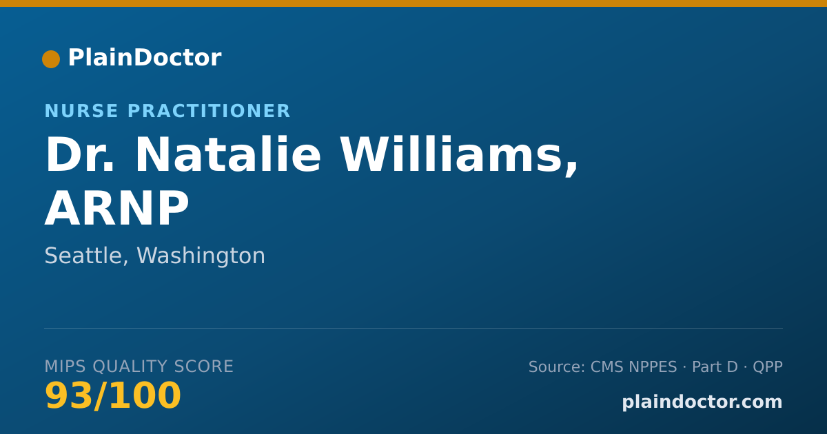 Shareable card for Natalie Williams, ARNP - Nurse Practitioner, Seattle, WA