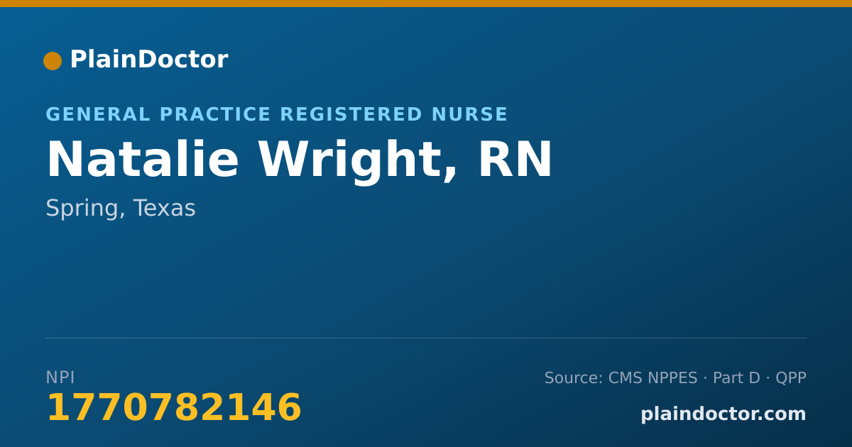 Shareable card for Natalie Wright, RN - General Practice Registered Nurse, Spring, TX