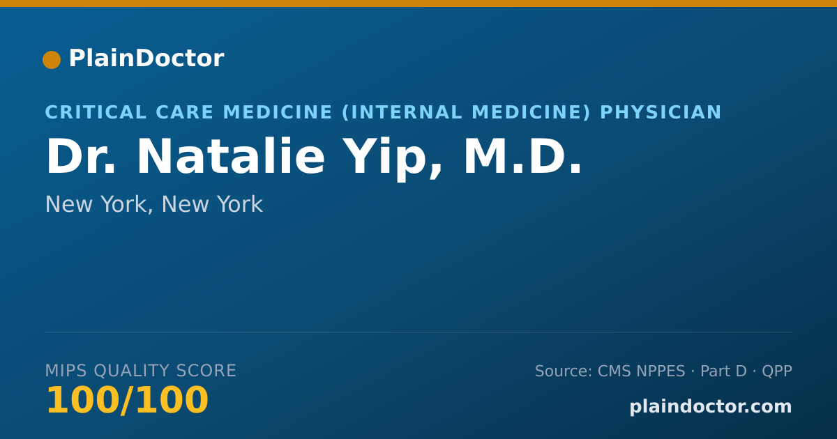 Shareable card for Natalie Yip, M.D. - Critical Care Medicine (Internal Medicine) Physician, New York, NY
