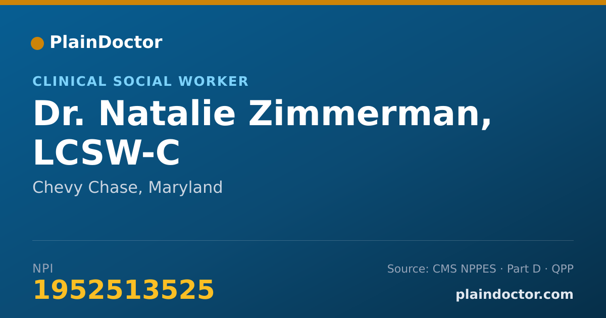 Shareable card for Natalie Zimmerman, LCSW-C - Clinical Social Worker, Chevy Chase, MD