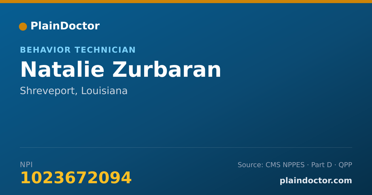 Shareable card for Natalie Zurbaran - Behavior Technician, Shreveport, LA