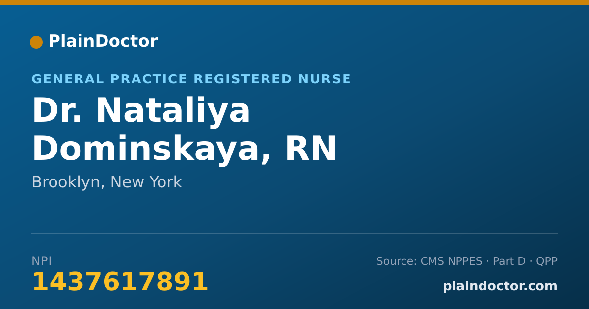 Shareable card for Nataliya Dominskaya, RN - General Practice Registered Nurse, Brooklyn, NY