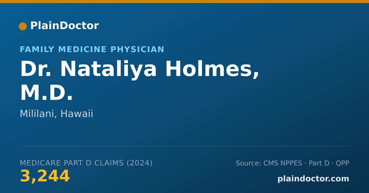 Shareable card for Nataliya Holmes, M.D. - Family Medicine Physician, Mililani, HI