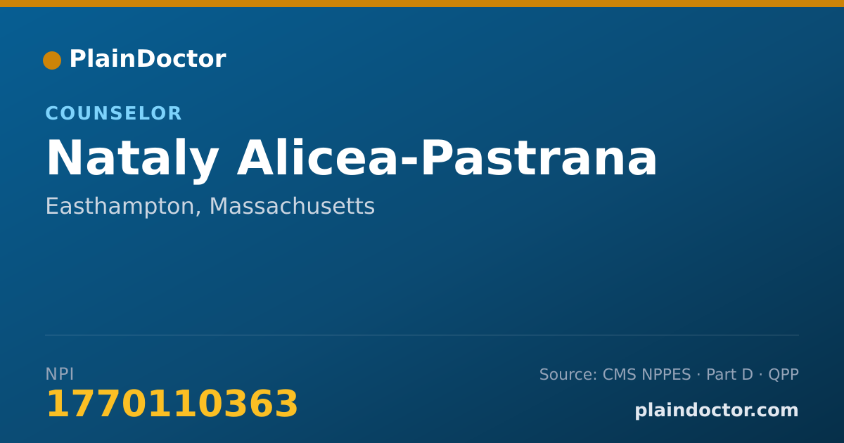 Shareable card for Nataly Alicea-Pastrana - Counselor, Easthampton, MA