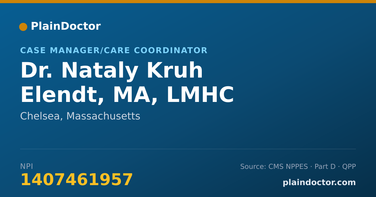 Shareable card for Nataly Kruh Elendt, MA, LMHC - Case Manager/Care Coordinator, Chelsea, MA