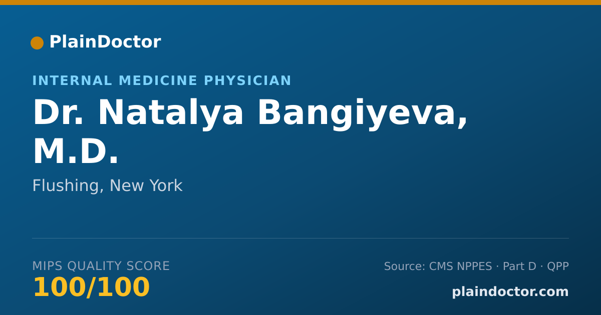 Shareable card for Natalya Bangiyeva, M.D. - Internal Medicine Physician, Flushing, NY