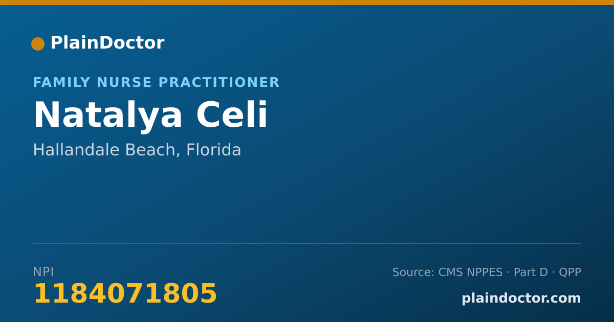 Shareable card for Natalya Celi - Family Nurse Practitioner, Hallandale Beach, FL