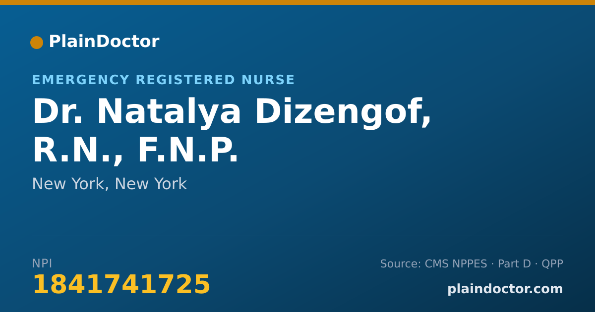 Shareable card for Natalya Dizengof, R.N., F.N.P. - Emergency Registered Nurse, New York, NY