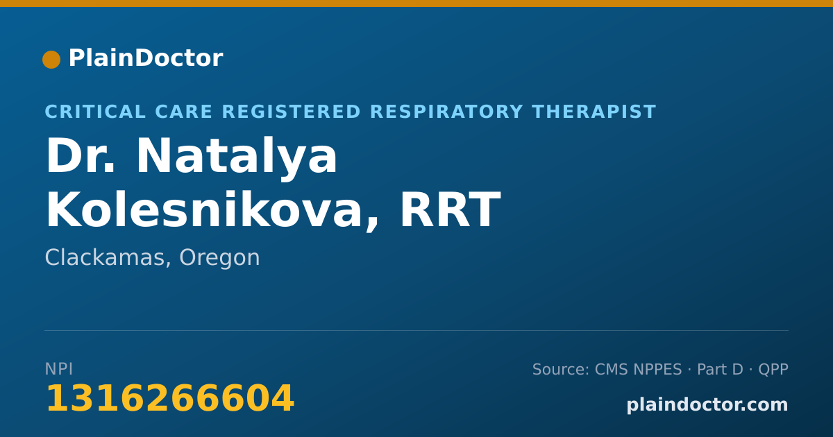 Shareable card for Natalya Kolesnikova, RRT - Critical Care Registered Respiratory Therapist, Clackamas, OR