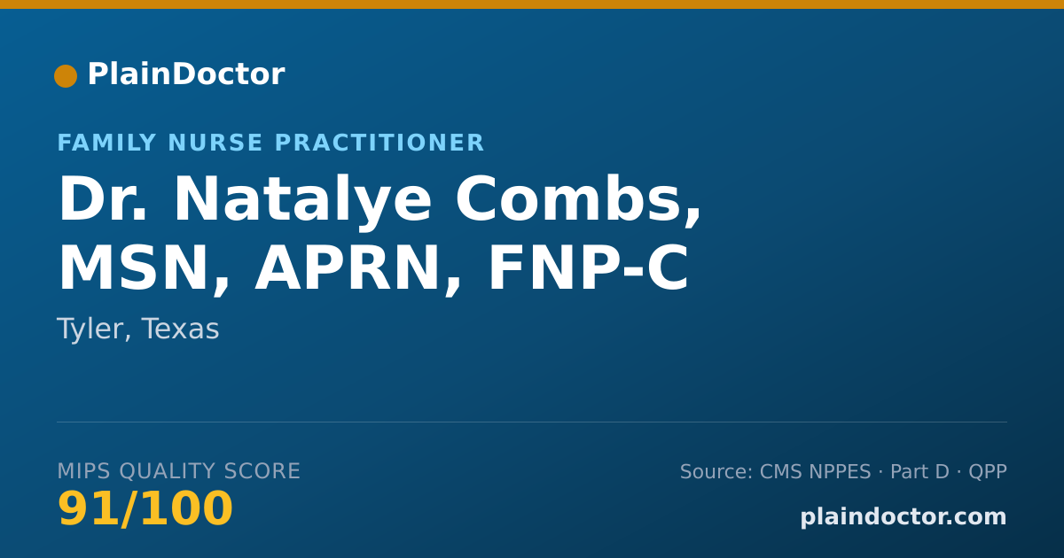 Shareable card for Natalye Combs, MSN, APRN, FNP-C - Family Nurse Practitioner, Tyler, TX