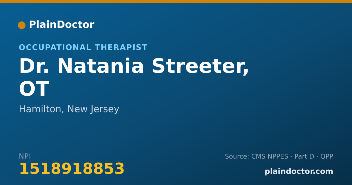 Shareable card for Natania Streeter, OT - Occupational Therapist, Hamilton, NJ