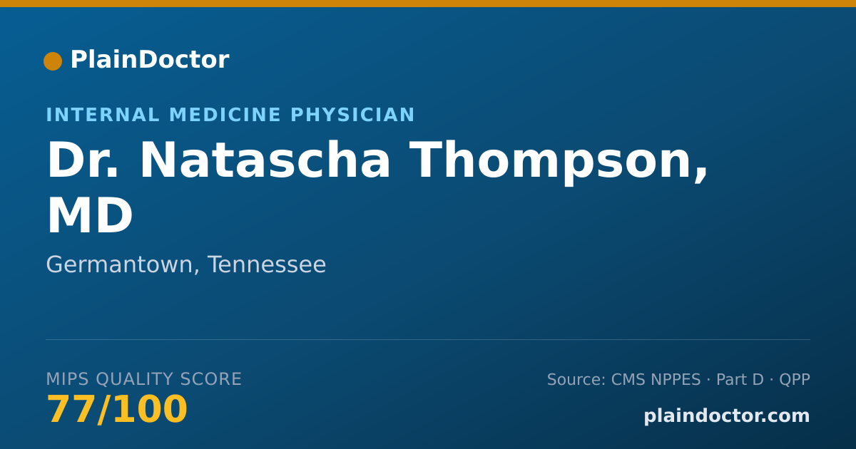 Shareable card for Natascha Thompson, MD - Internal Medicine Physician, Germantown, TN