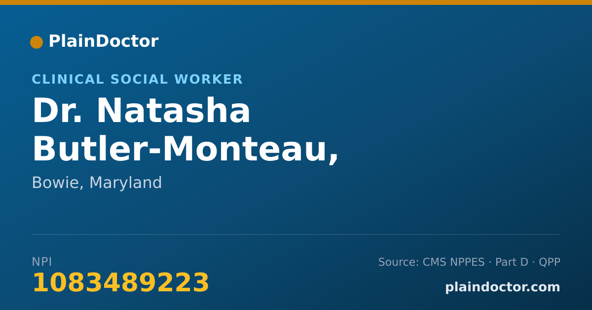 Shareable card for Natasha Butler-Monteau, LCSW-C, LICSW, DSW - Clinical Social Worker, Bowie, MD