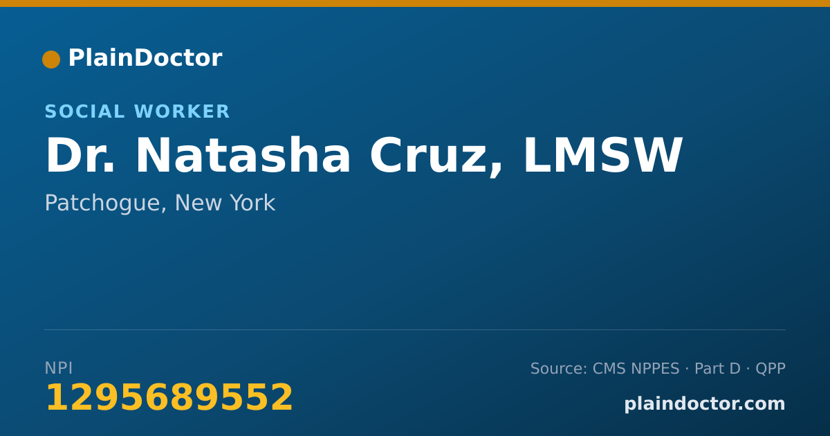 Shareable card for Natasha Cruz, LMSW - Social Worker, Patchogue, NY