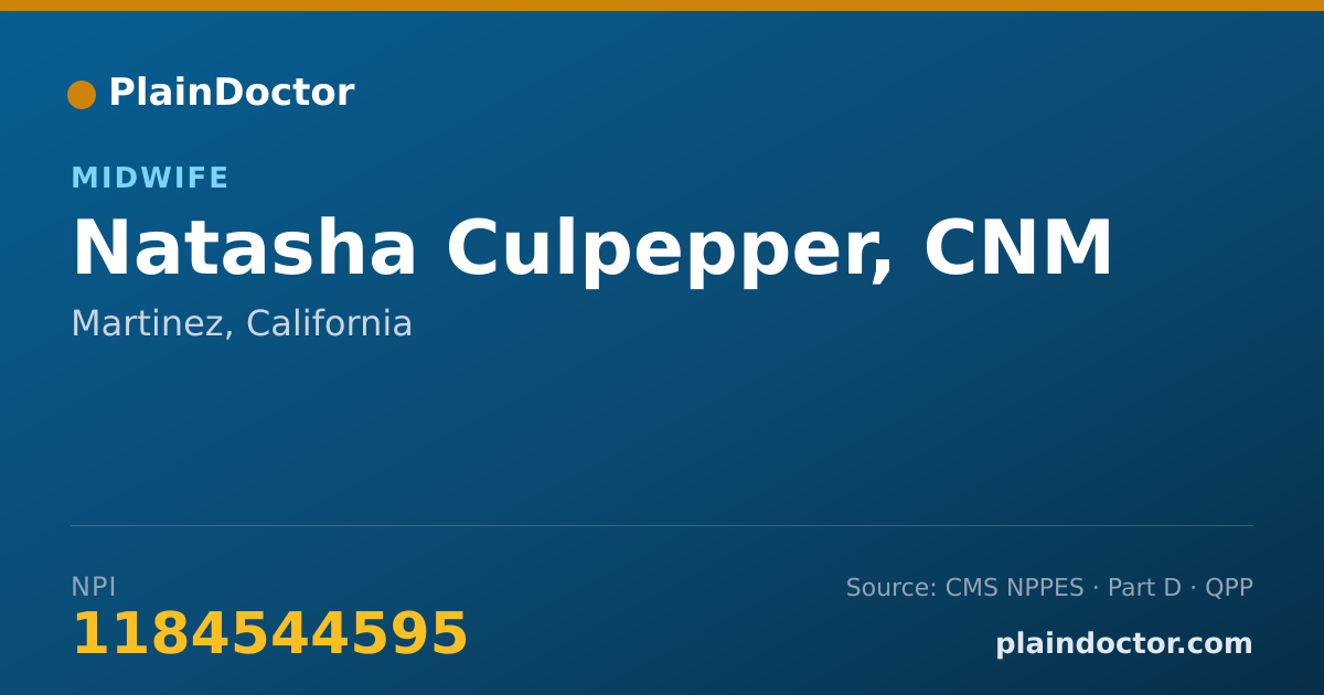 Shareable card for Natasha Culpepper, CNM - Midwife, Martinez, CA