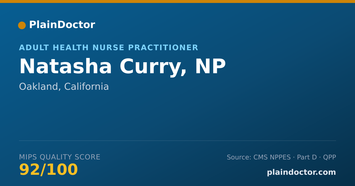 Shareable card for Natasha Curry, NP - Adult Health Nurse Practitioner, Oakland, CA