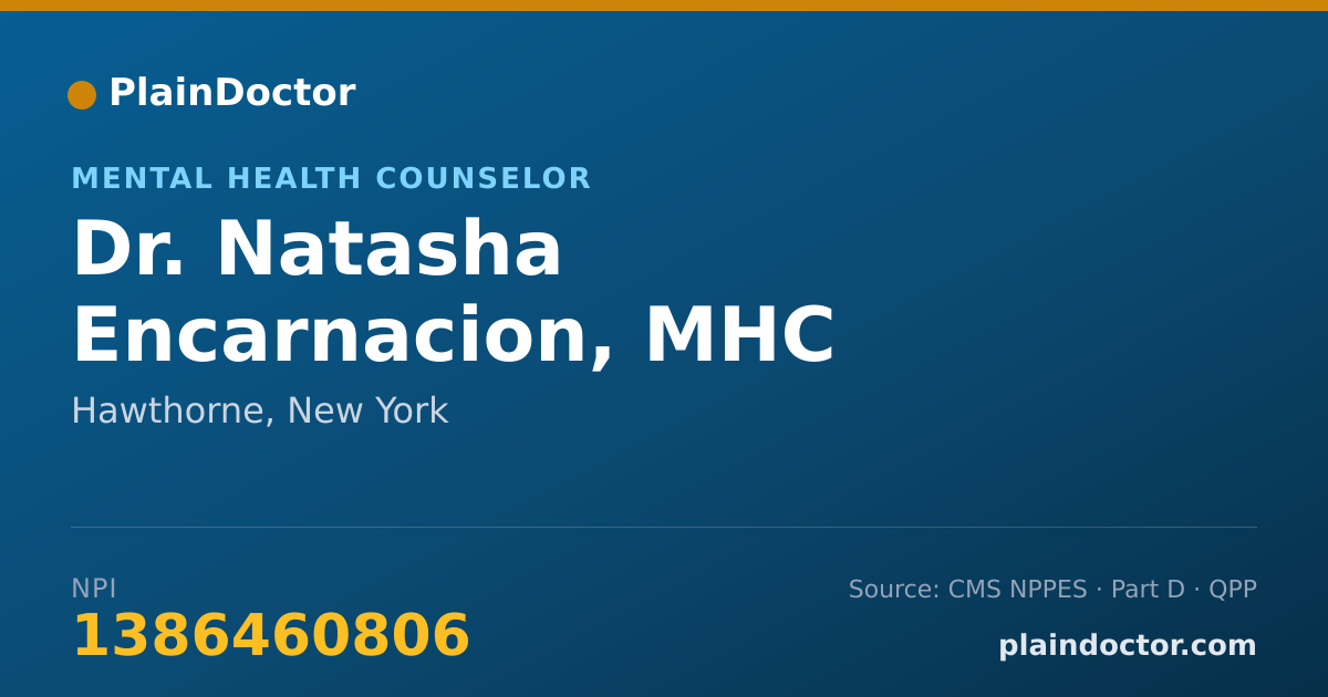 Shareable card for Natasha Encarnacion, MHC - Mental Health Counselor, Hawthorne, NY