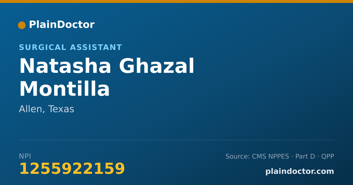 Shareable card for Natasha Ghazal Montilla - Surgical Assistant, Allen, TX