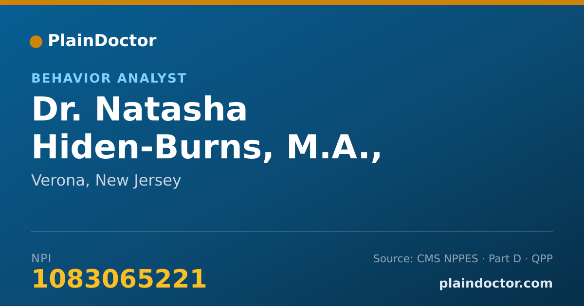 Shareable card for Natasha Hiden-Burns, M.A., BCBA - Behavior Analyst, Verona, NJ