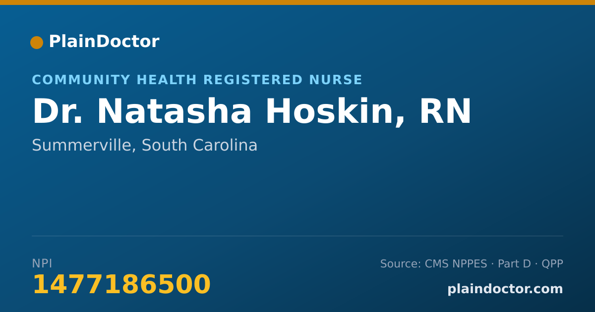 Shareable card for Natasha Hoskin, RN - Community Health Registered Nurse, Summerville, SC