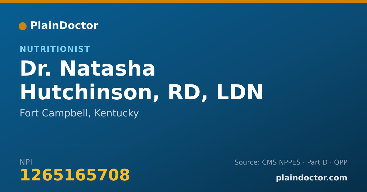 Shareable card for Natasha Hutchinson, RD, LDN - Nutritionist, Fort Campbell, KY
