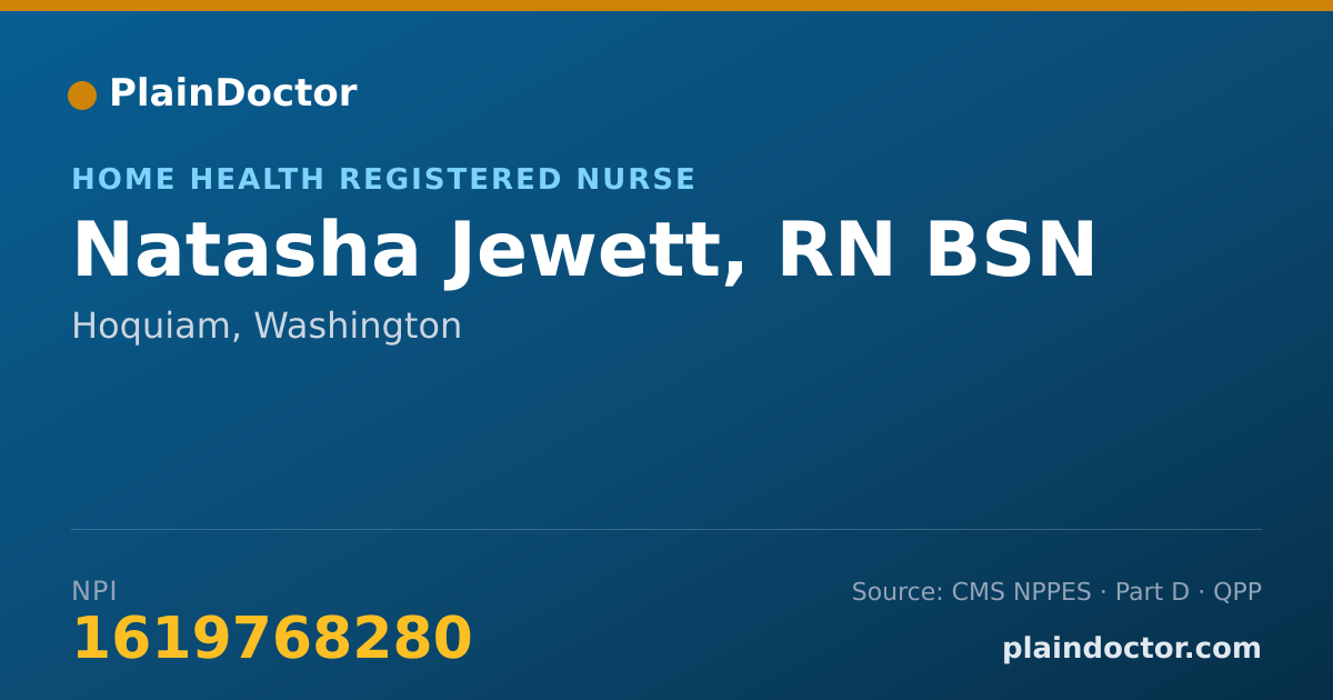 Shareable card for Natasha Jewett, RN BSN - Home Health Registered Nurse, Hoquiam, WA
