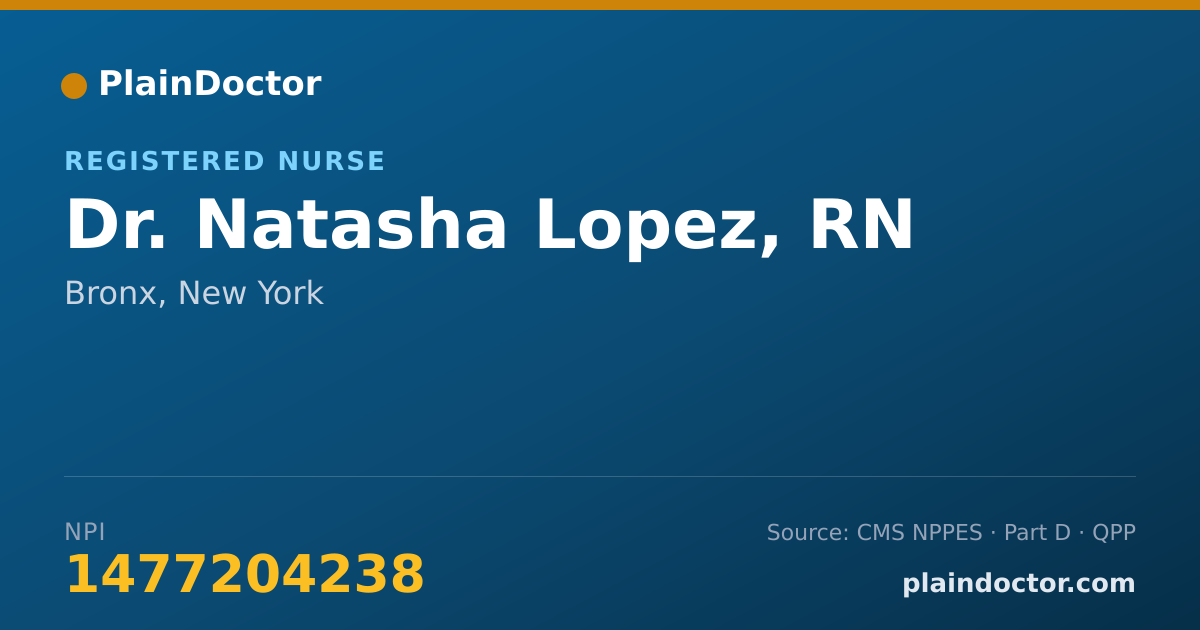 Shareable card for Natasha Lopez, RN - Registered Nurse, Bronx, NY