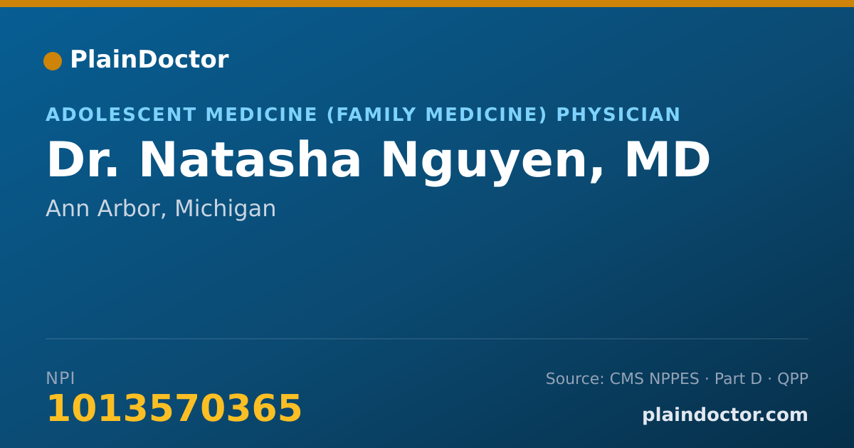 Shareable card for Natasha Nguyen, MD - Adolescent Medicine (Family Medicine) Physician, Ann Arbor, MI