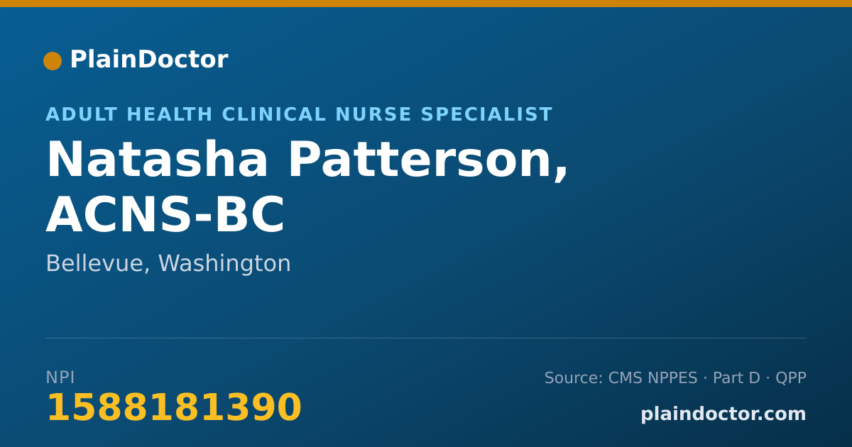 Shareable card for Natasha Patterson, ACNS-BC - Adult Health Clinical Nurse Specialist, Bellevue, WA