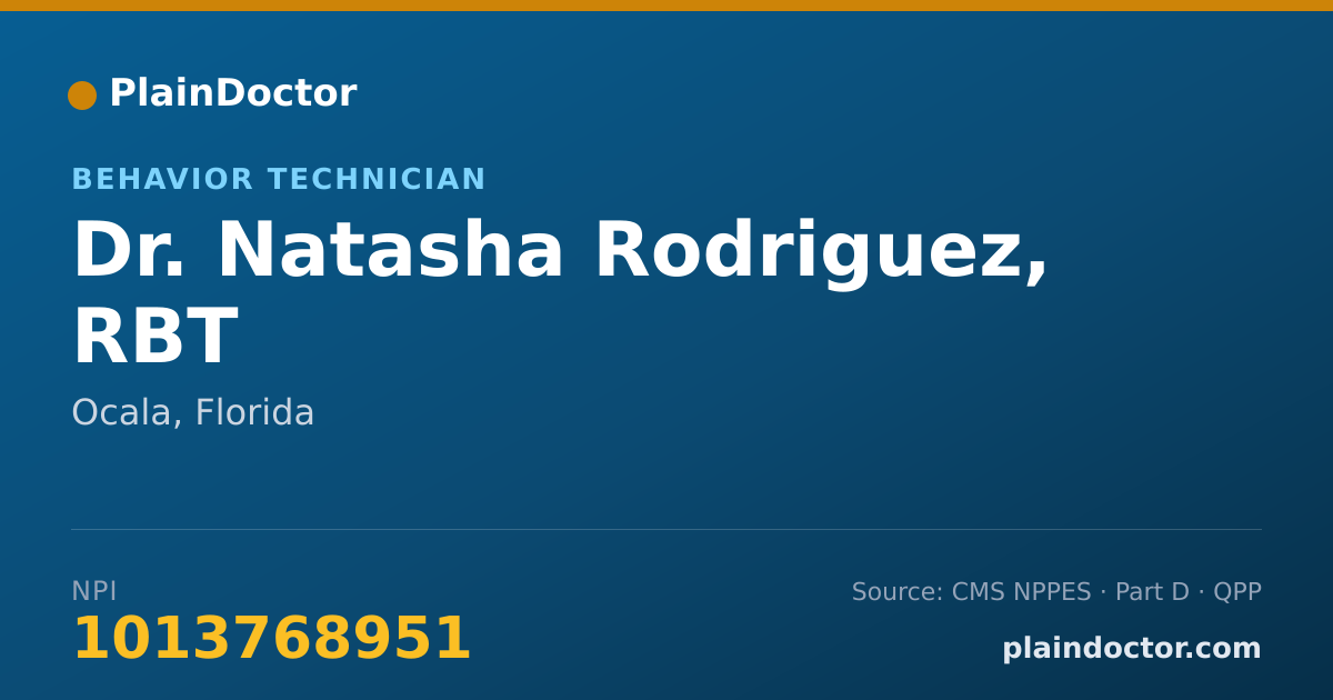 Shareable card for Natasha Rodriguez, RBT - Behavior Technician, Ocala, FL